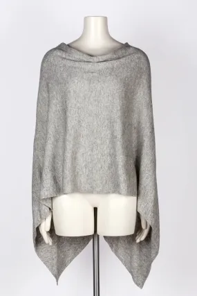 Dolma Cashmere Poncho - SILVER GREY