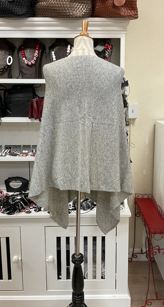 Dolma Cashmere Poncho - SILVER GREY