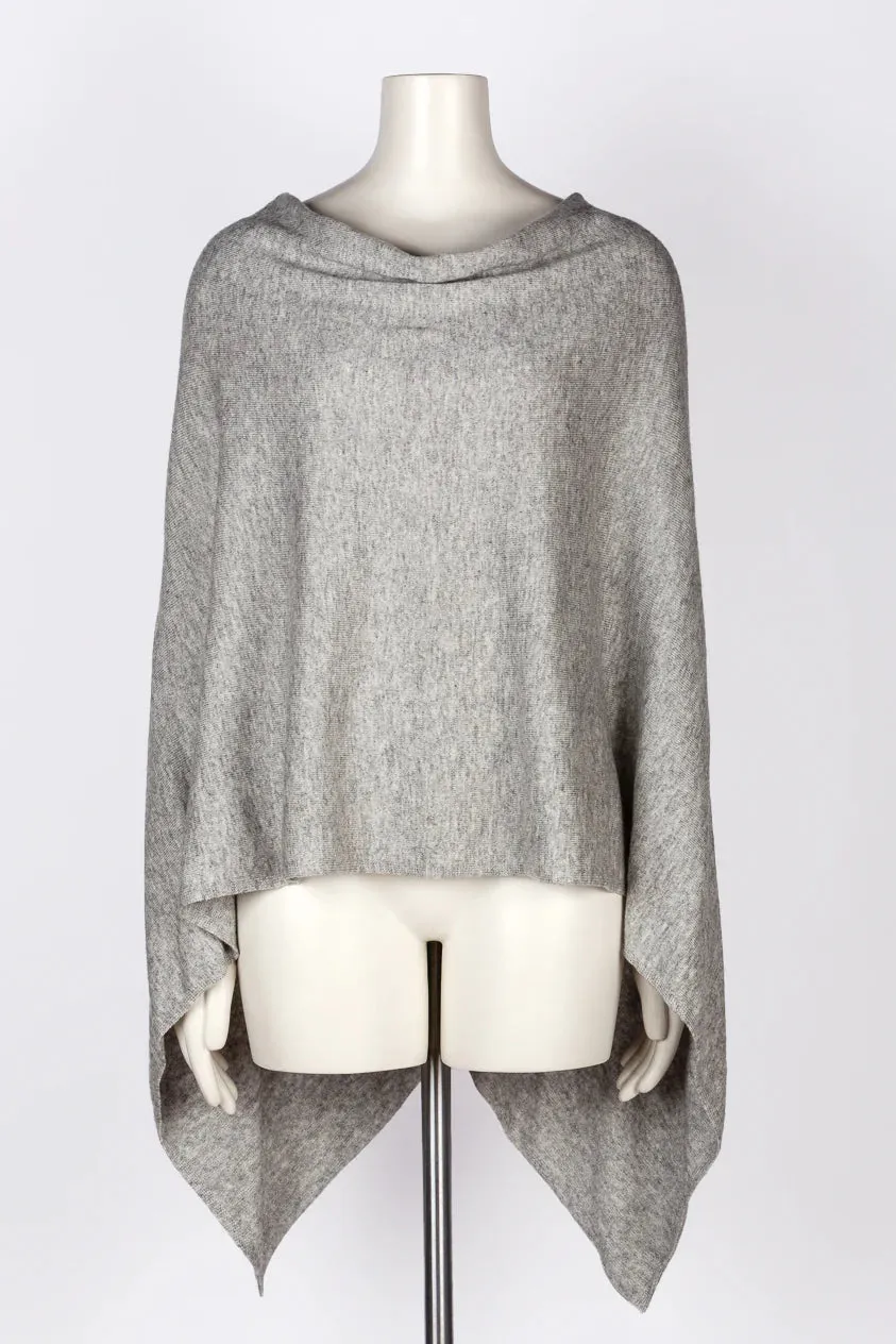 Dolma Cashmere Poncho - SILVER GREY