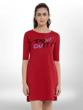 DON'T QUIT PRINT THREE QUARTER SLEEVE T-SHIRT SIDE POCKET FOR WOMEN'S