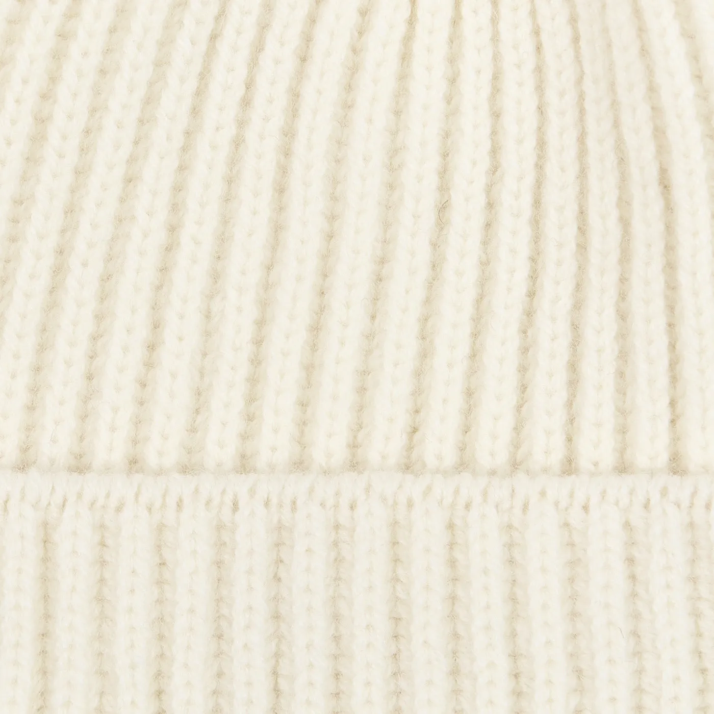 Ecru Geelong Lambswool Ribbed Beanie