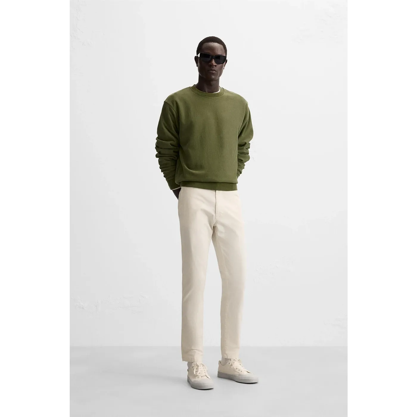 Ecru Slim Fit Chinos