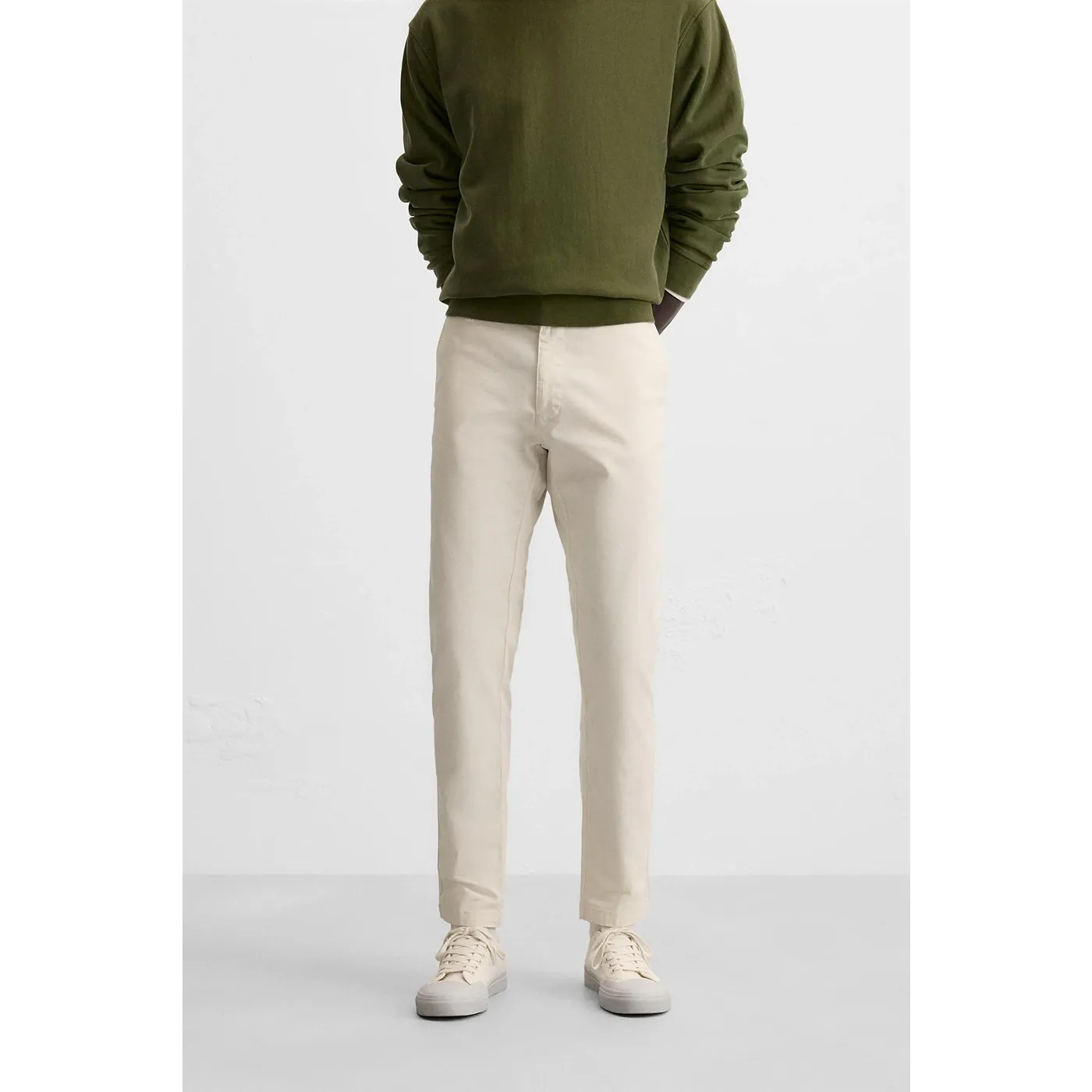 Ecru Slim Fit Chinos