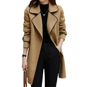 Elegant Coat with Contrast Finish and Belt
