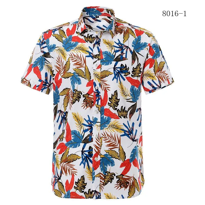 European Beach Printed Men's Short-Sleeved Shirt - Stylish Summer Wear
