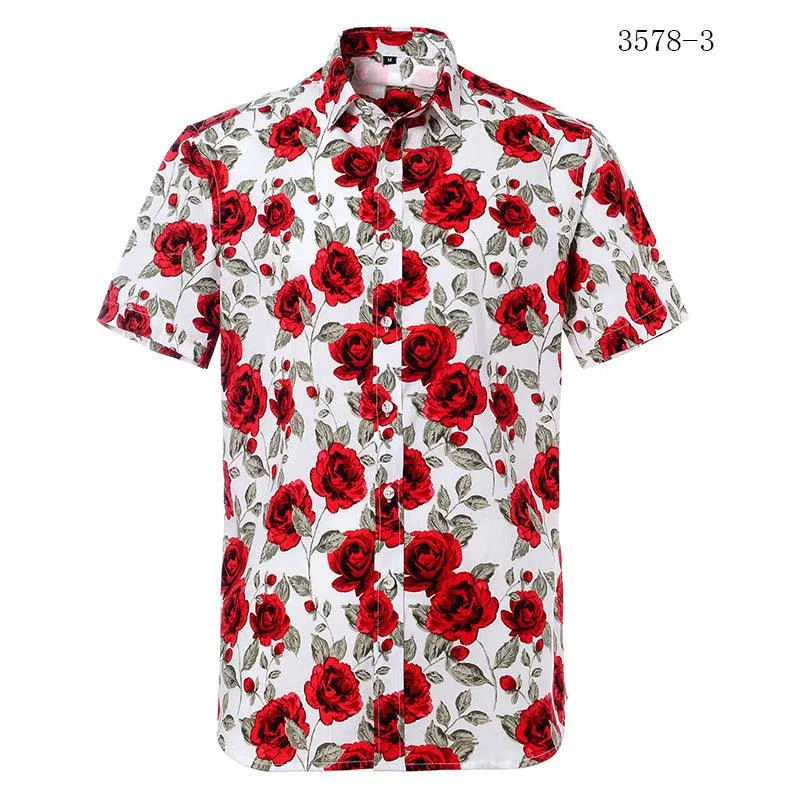 European Beach Printed Men's Short-Sleeved Shirt - Stylish Summer Wear