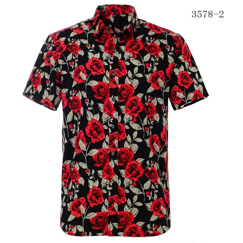European Beach Printed Men's Short-Sleeved Shirt - Stylish Summer Wear