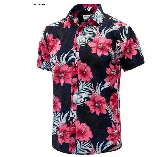 European Beach Printed Men's Short-Sleeved Shirt - Stylish Summer Wear
