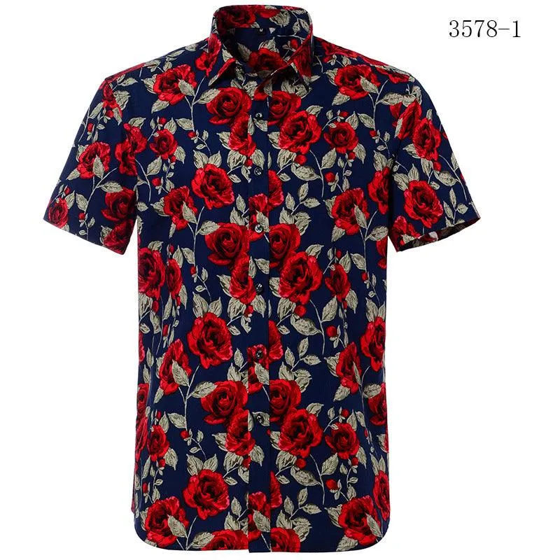 European Beach Printed Men's Short-Sleeved Shirt - Stylish Summer Wear