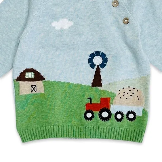 Farm Jacquard Knit Baby Pullover
