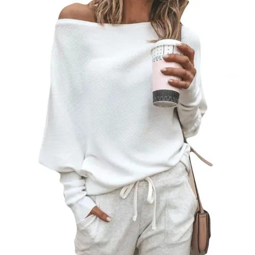 Fiona Sweater | Trendiger weicher schulterfreier Pullover