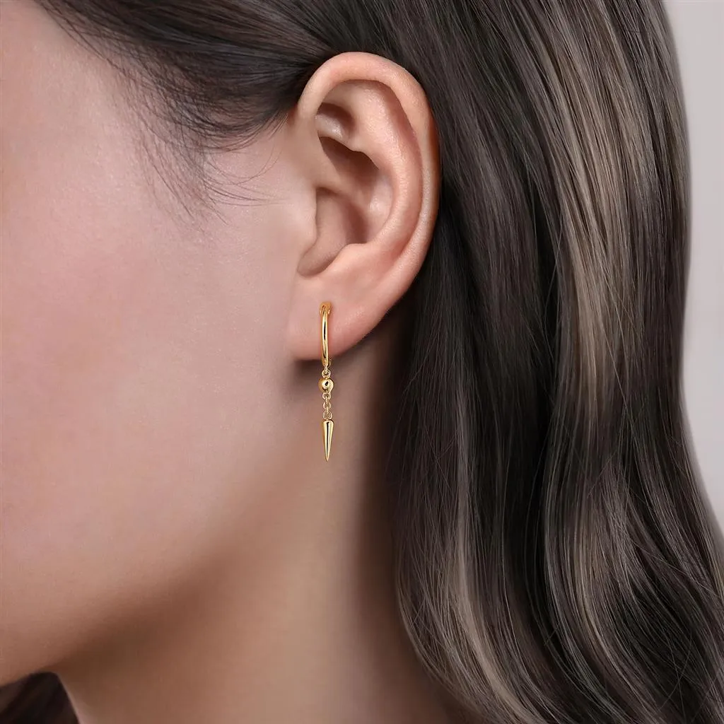 Gabriel & Co. 14K Yellow Gold Bujukan Huggie Drop Spike Earrings