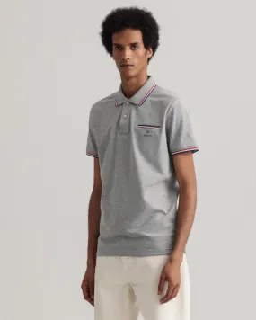 Gant Apparel Mens 3-COL TIPPING PIQUE SS RUGGER 93/GREY MELANGE