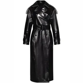 Genuine Leather Trench Coat for Women Classic & Elegant