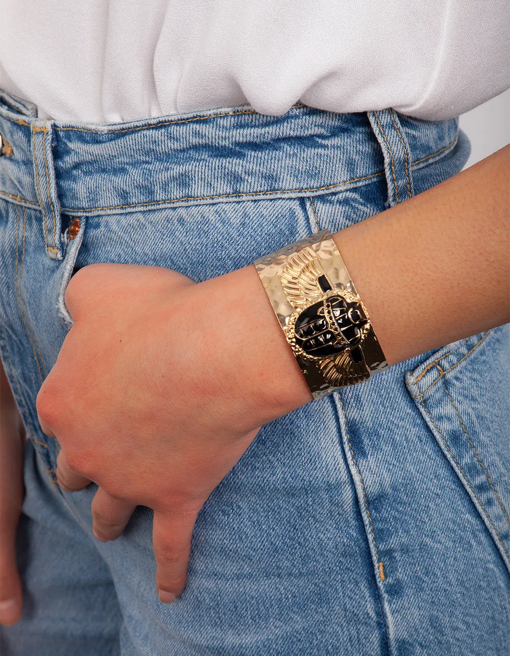 Gold Egyptian Motif Cuff