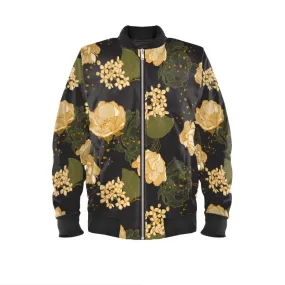 Golden Floral Ladies Bomber Jacket