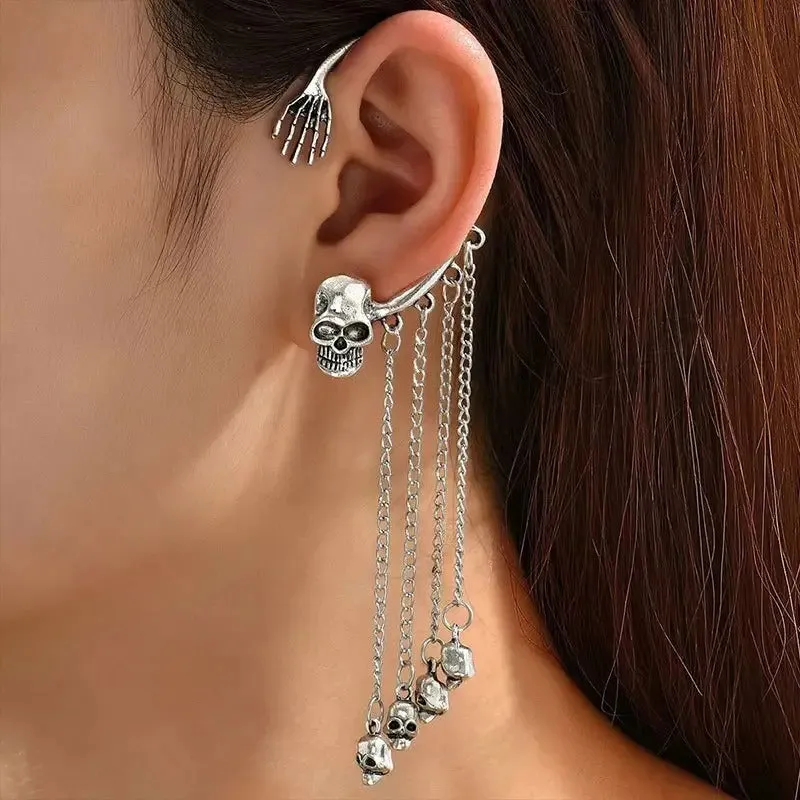 Gothic Skull Tassle Earring