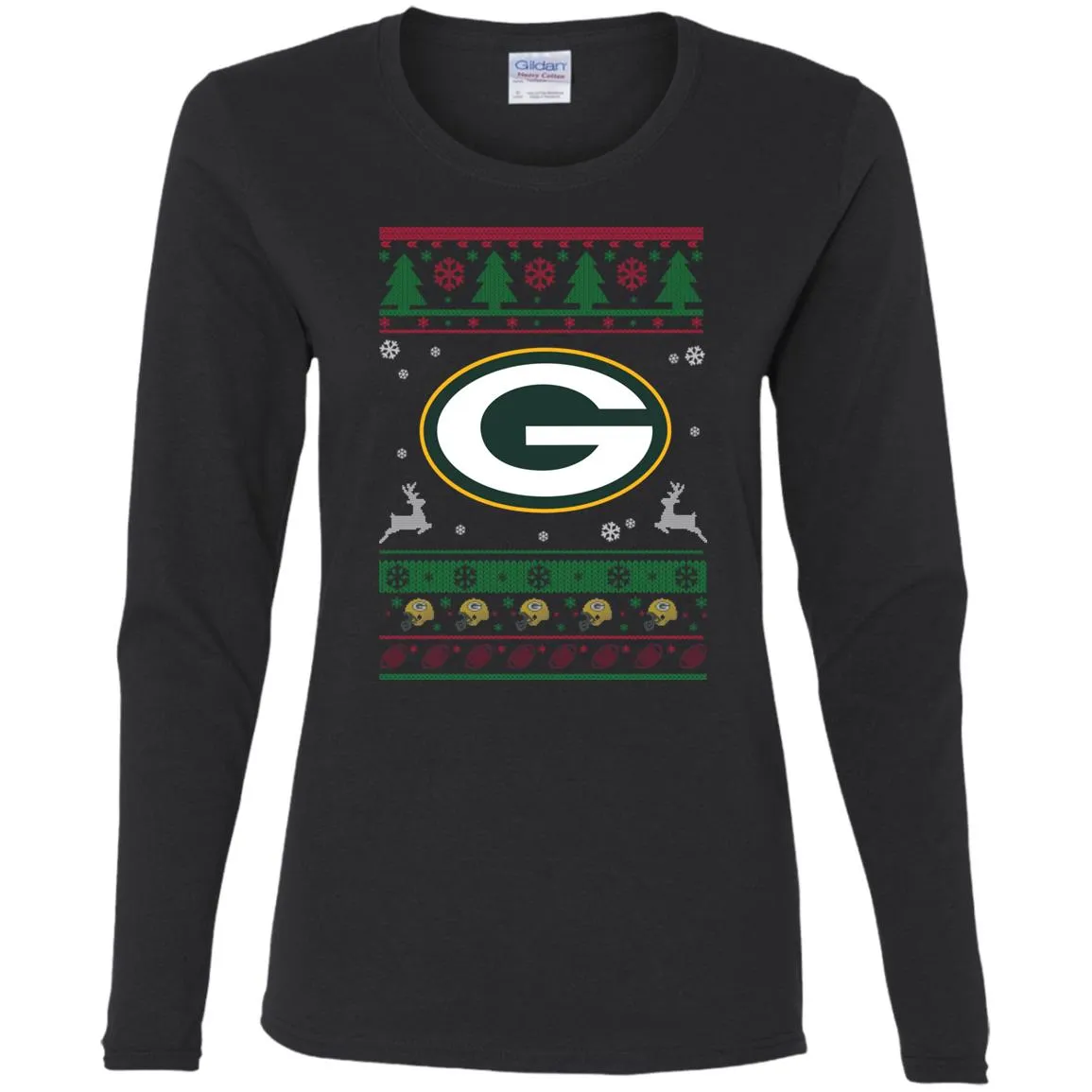 Green Bay Packers Logo Football Teams Ugly Christmas Sweater Women Long Sleeve Shirt