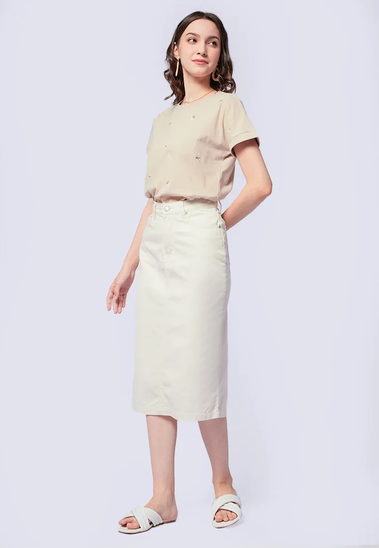 High Waist Midi Pencil Skirt