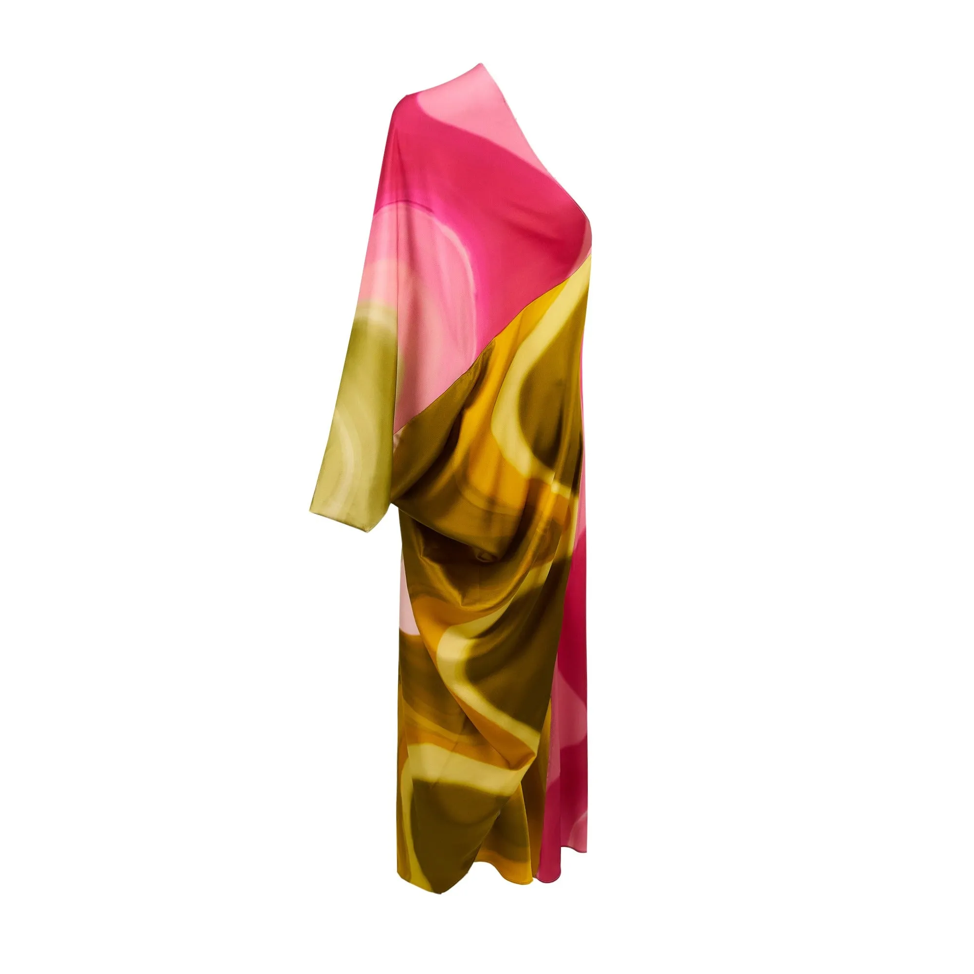 Inu Tunic Dress Saturated Waves (Olive/Pink)