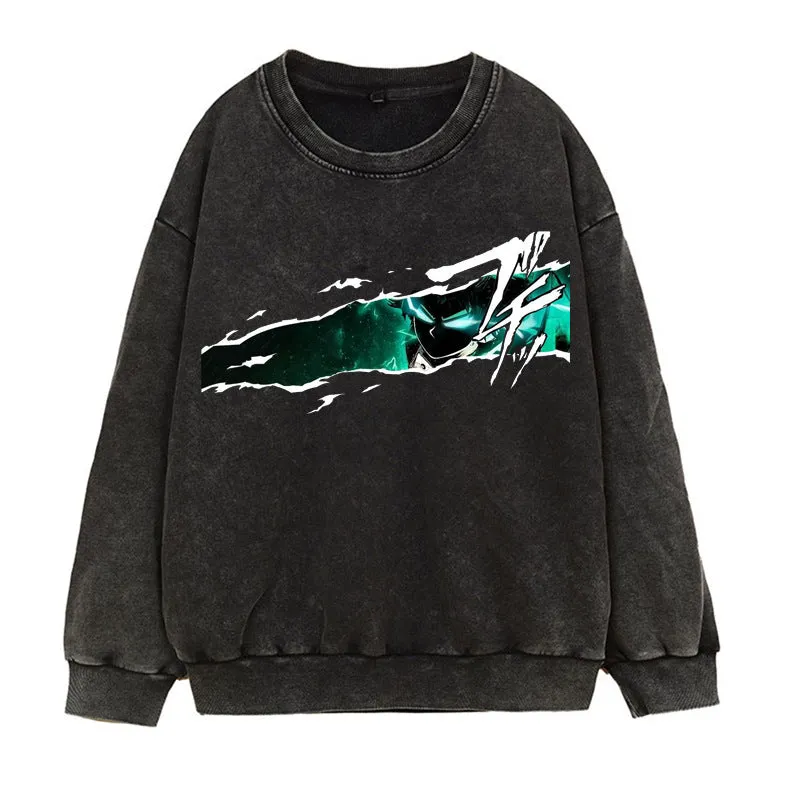 [JUJUTSU KAISEN] Winter Acid Wash Graphic Pullover Sweater