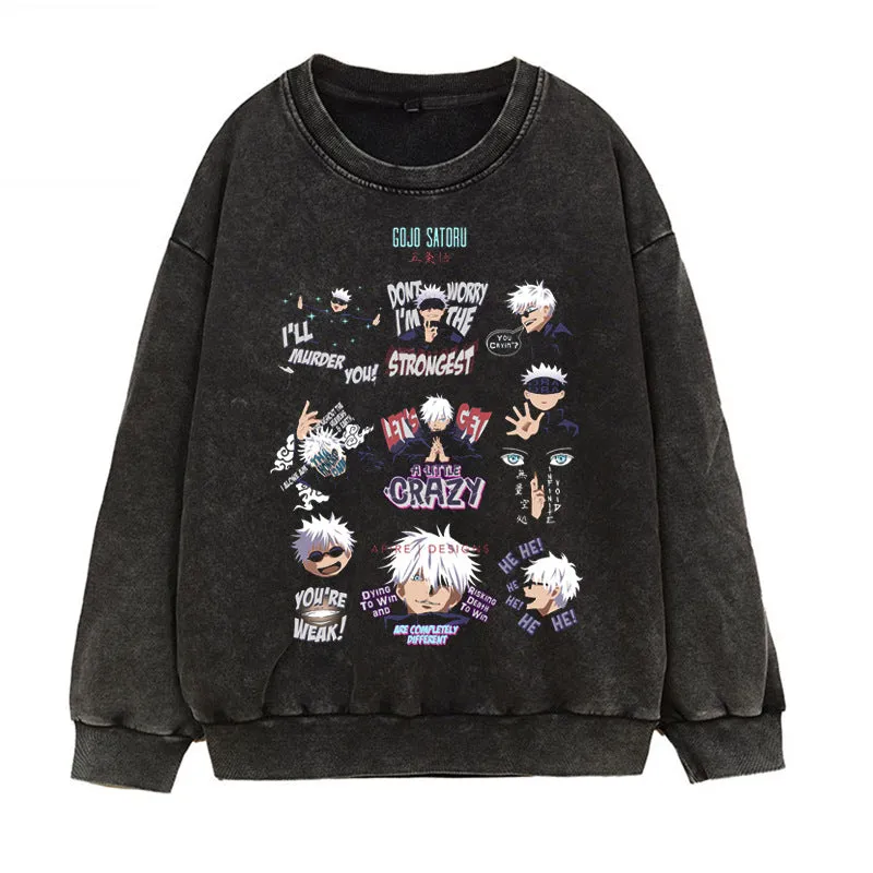 [JUJUTSU KAISEN] Winter Acid Wash Graphic Pullover Sweater