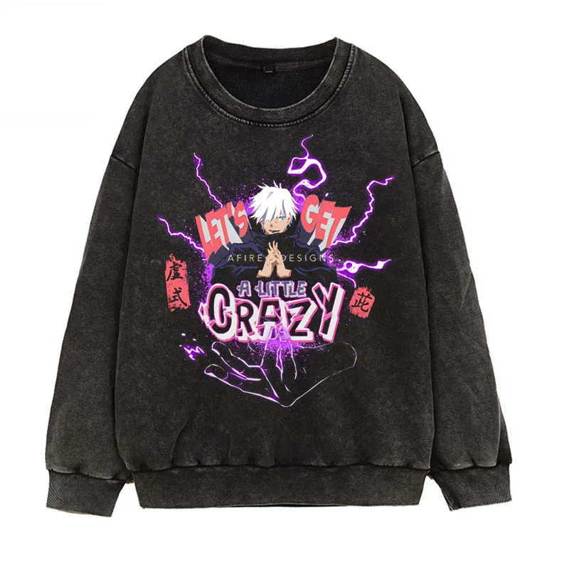 [JUJUTSU KAISEN] Winter Acid Wash Graphic Pullover Sweater