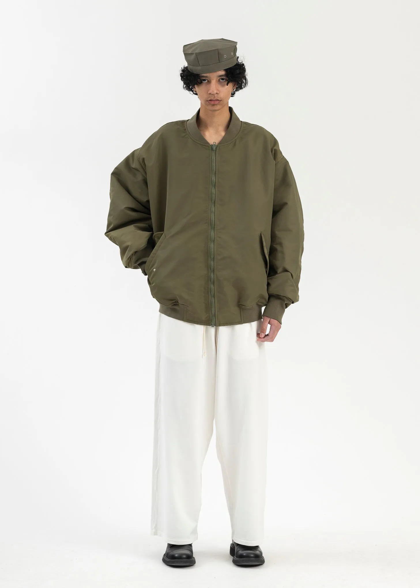 Khaki Zip Bomber Jacket