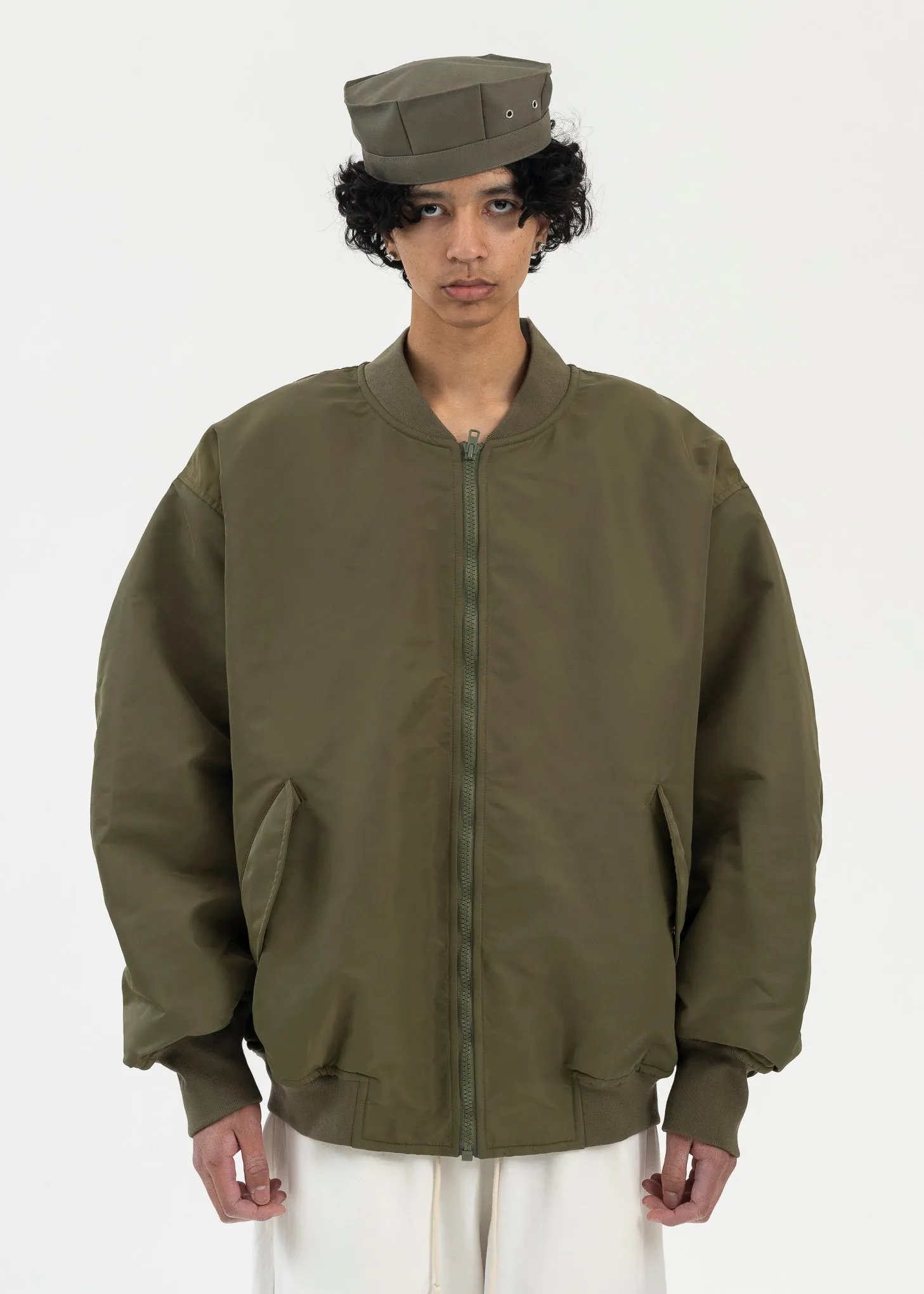 Khaki Zip Bomber Jacket