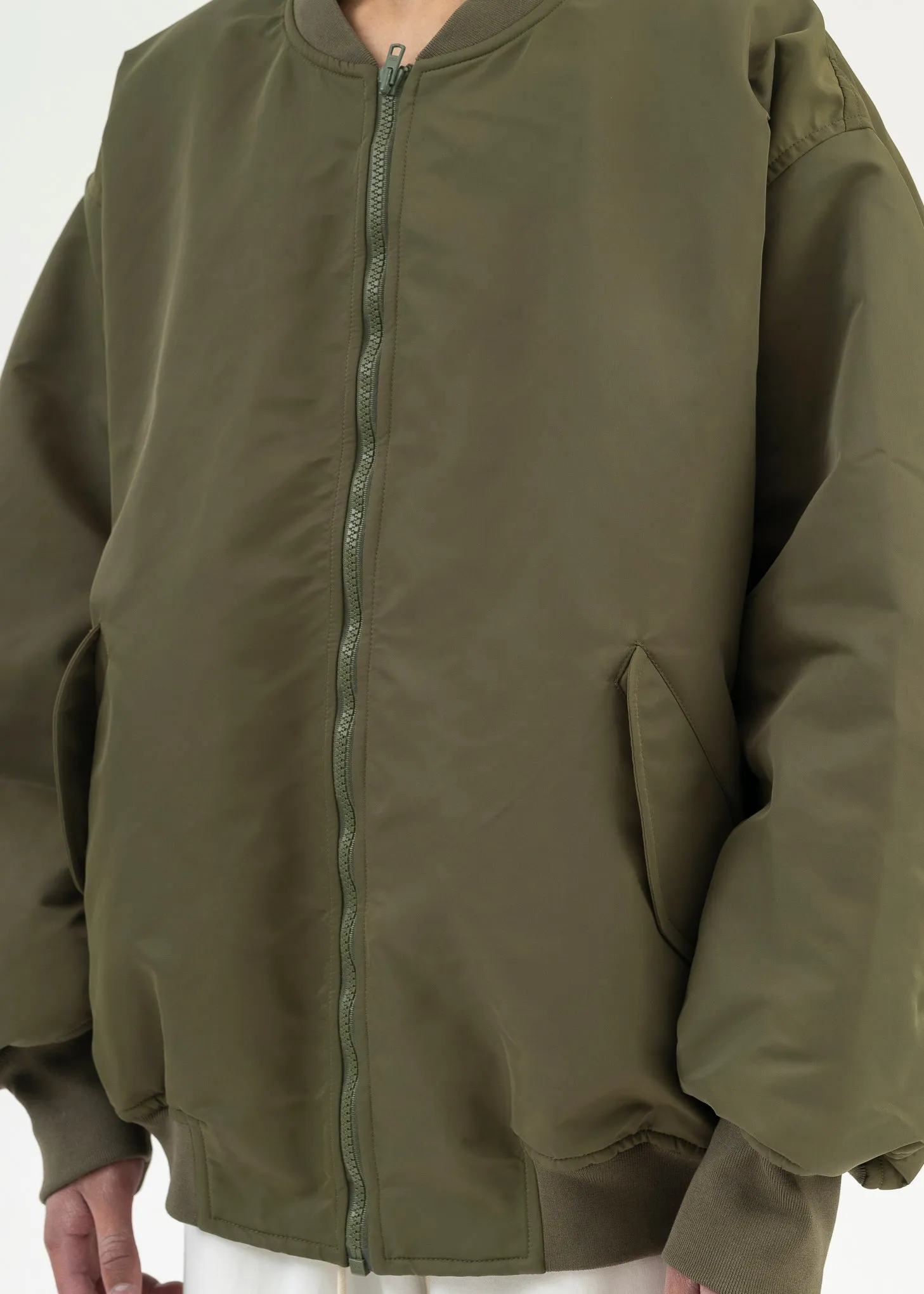 Khaki Zip Bomber Jacket