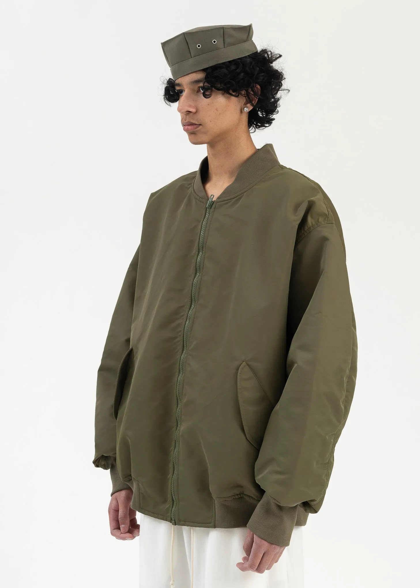 Khaki Zip Bomber Jacket