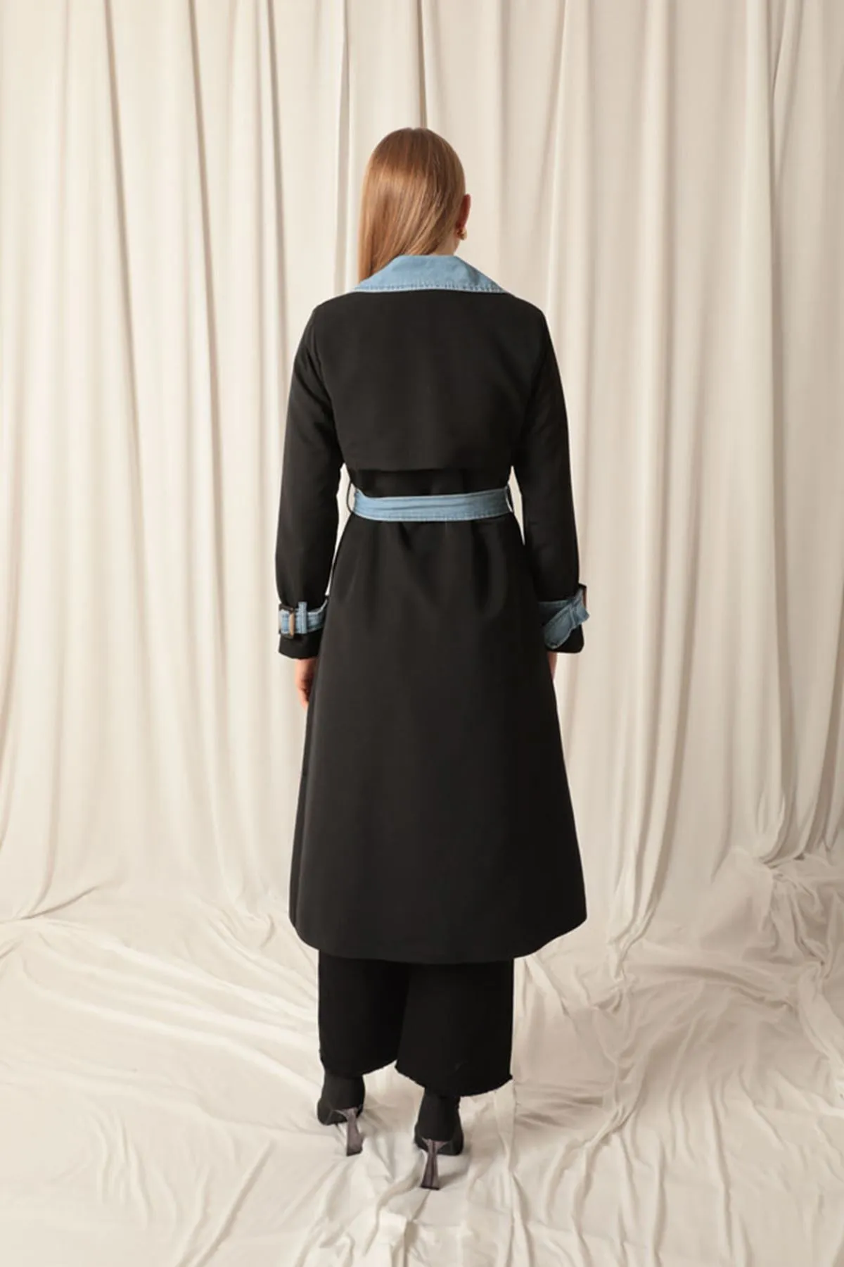 KKT Torino Fabric Women's Black Trench Coat - New Brunswick