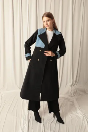 KKT Torino Fabric Women's Black Trench Coat - New Brunswick