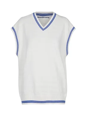 Logo Stripe Tunic V-Neck Vest Off White Marine