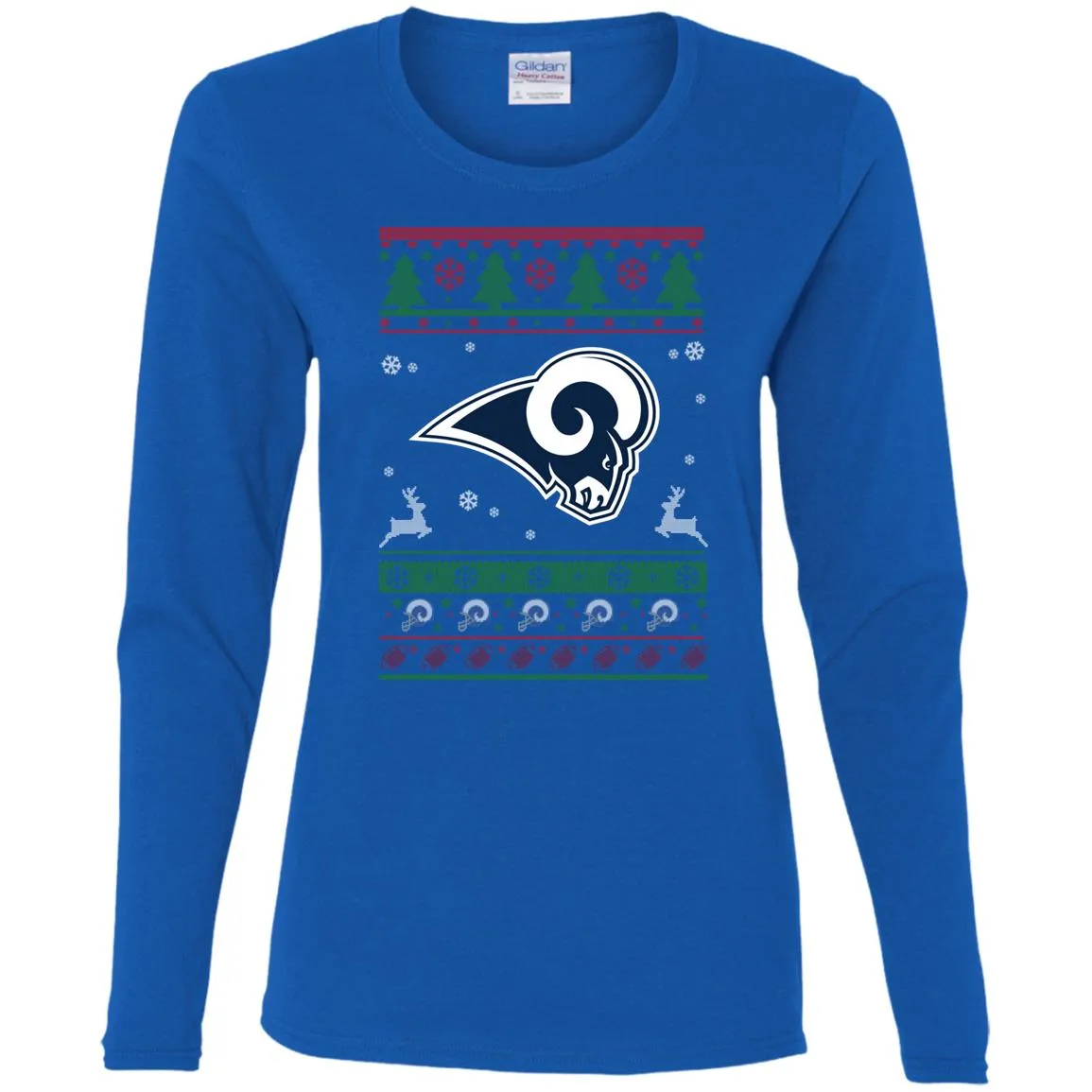 Los Angeles Rams Logo Football Teams Ugly Christmas Sweater Women Long Sleeve Shirt