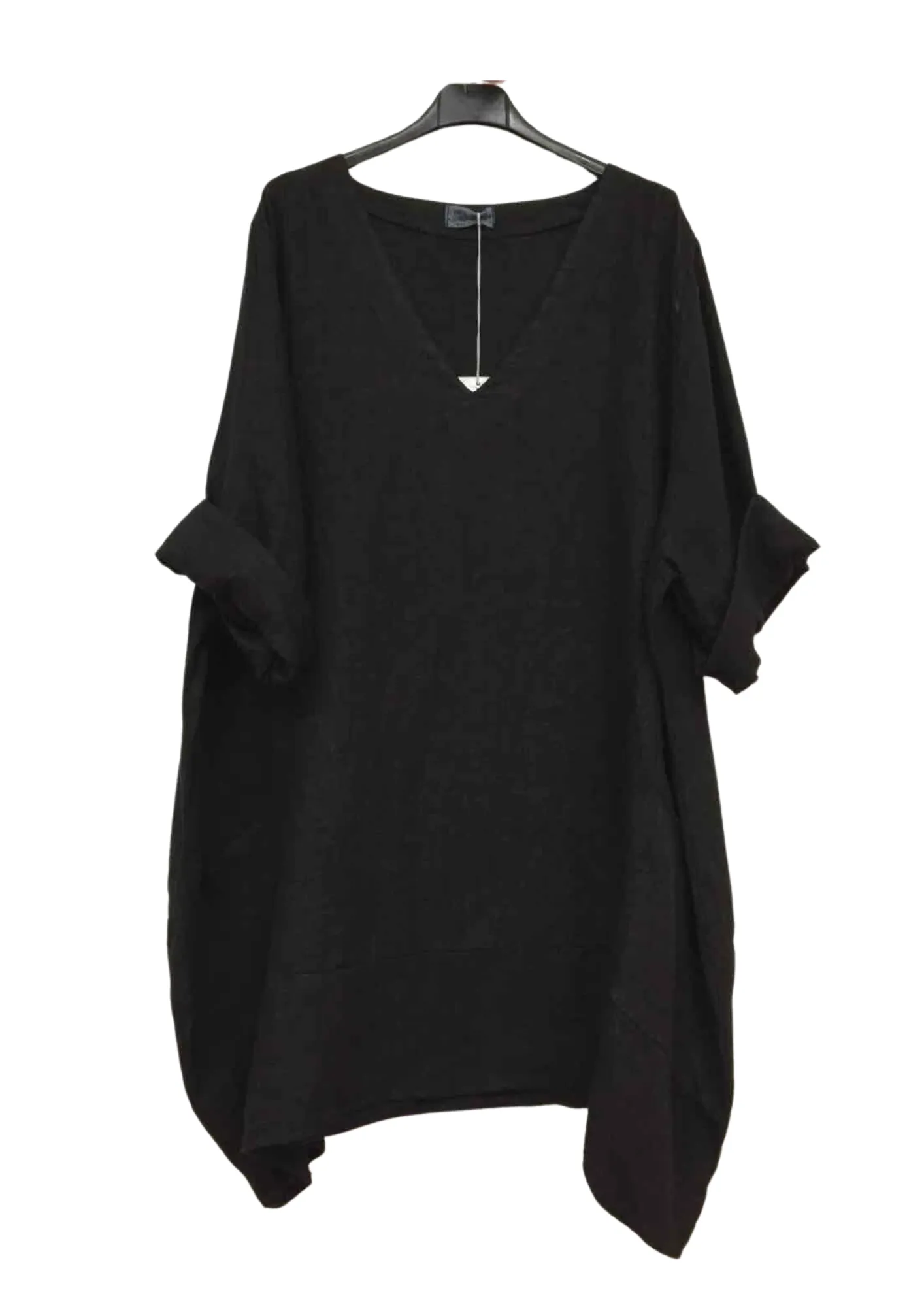 Made In Italy Oversized Linen Plus Size Tunic Top