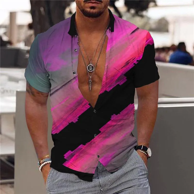 Men's Casual Hawaiian Print Lapel Short Sleeve Shirt 91747749X