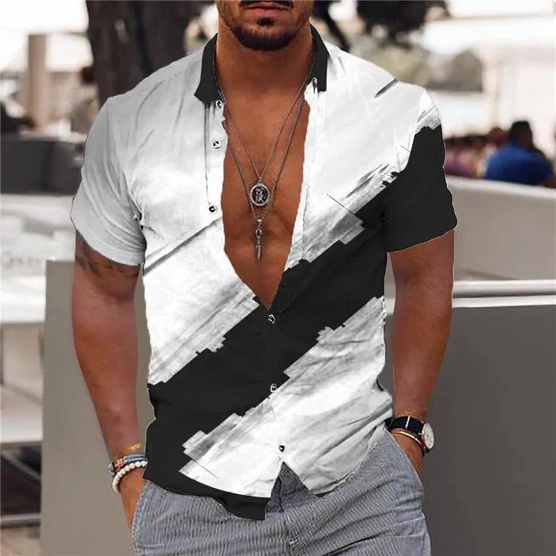 Men's Casual Hawaiian Print Lapel Short Sleeve Shirt 91747749X