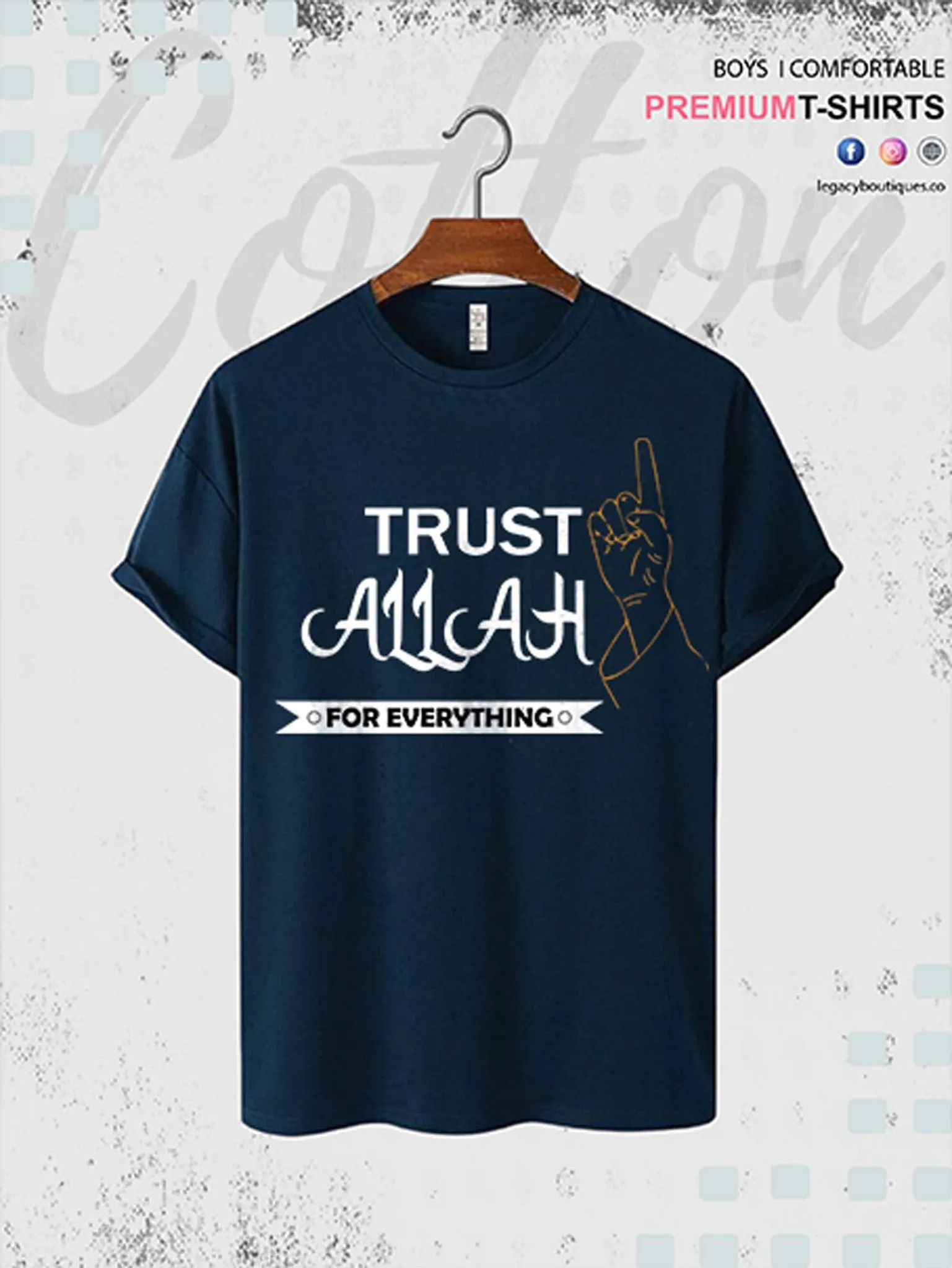 Men's Islamic High Quality T-shirt Trust Allah For Everything Printed