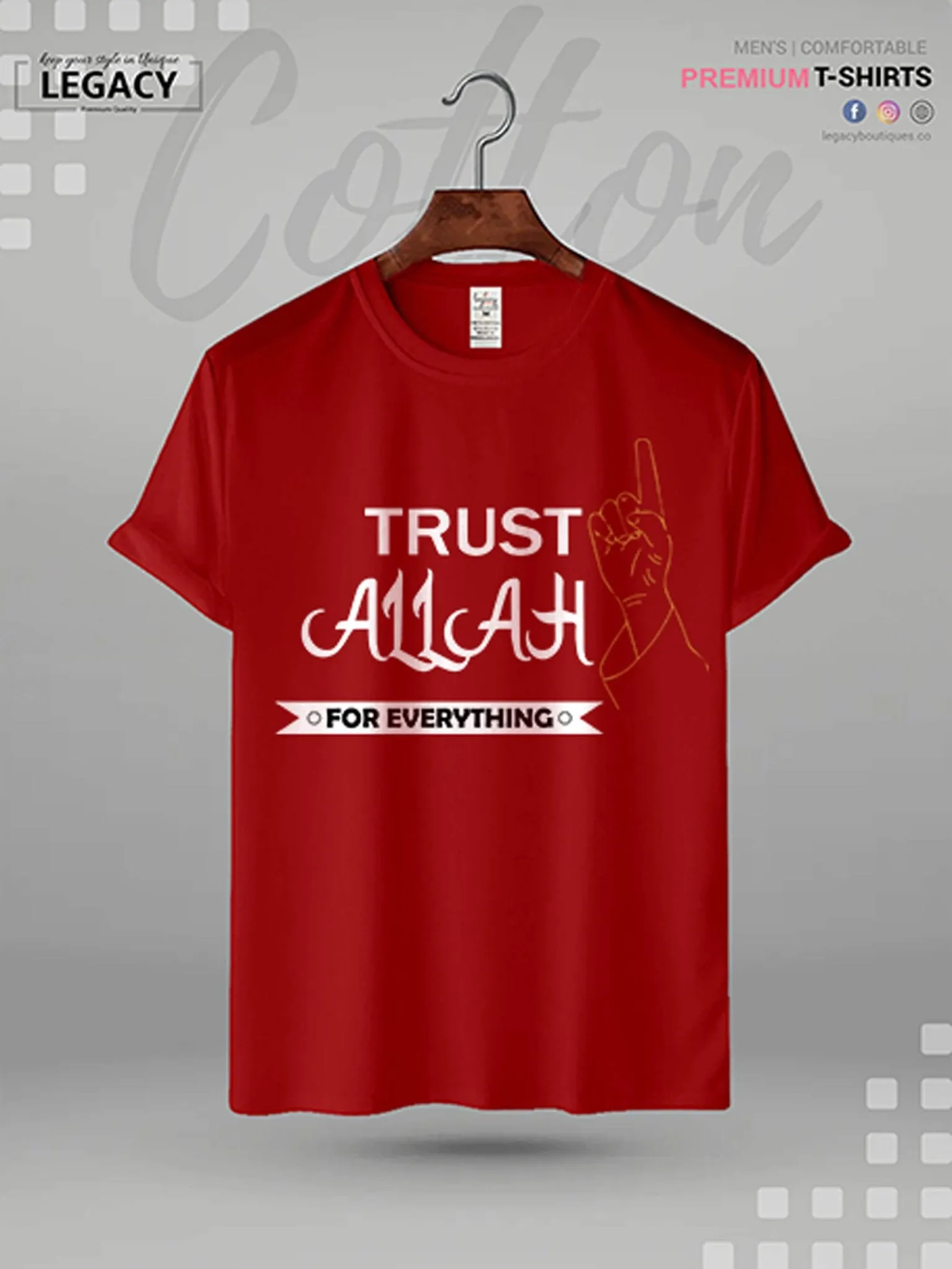 Men's Islamic High Quality T-shirt Trust Allah For Everything Printed