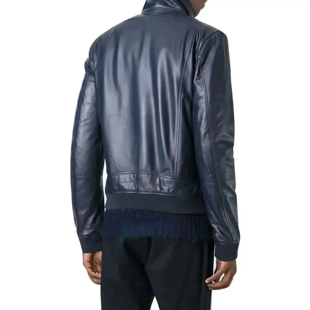 Men's New Original Designer Bomber Style Leather Jacket