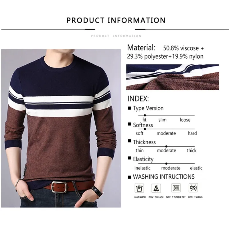 Men's O-neck Striped Knitwear Sweater