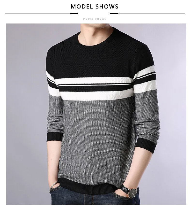 Men's O-neck Striped Knitwear Sweater