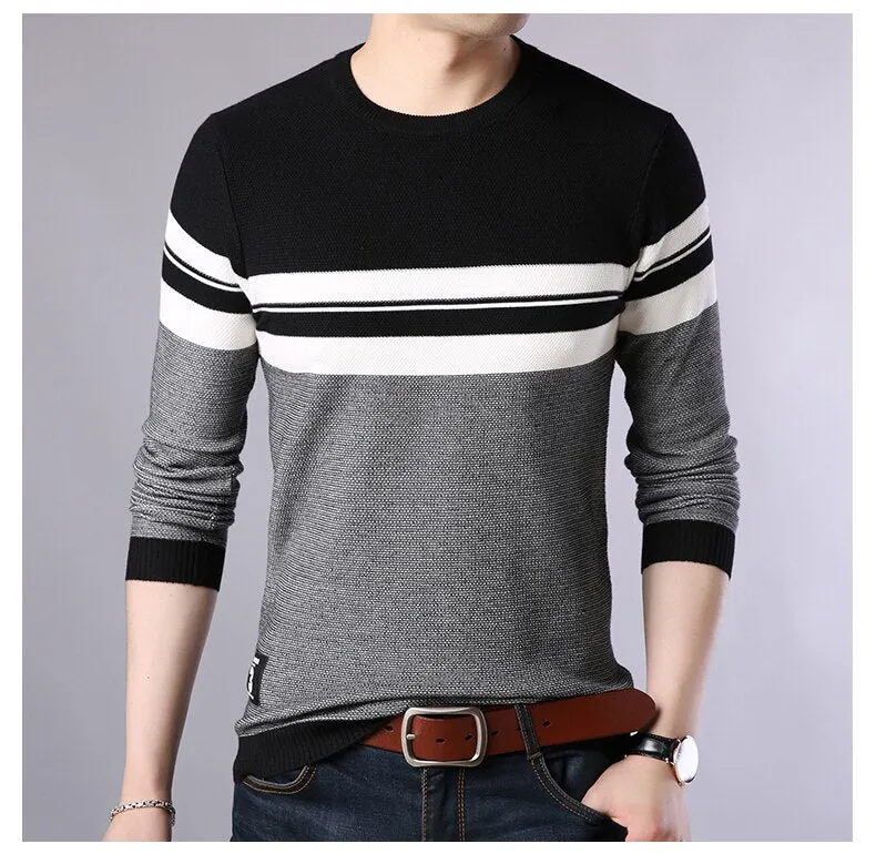 Men's O-neck Striped Knitwear Sweater