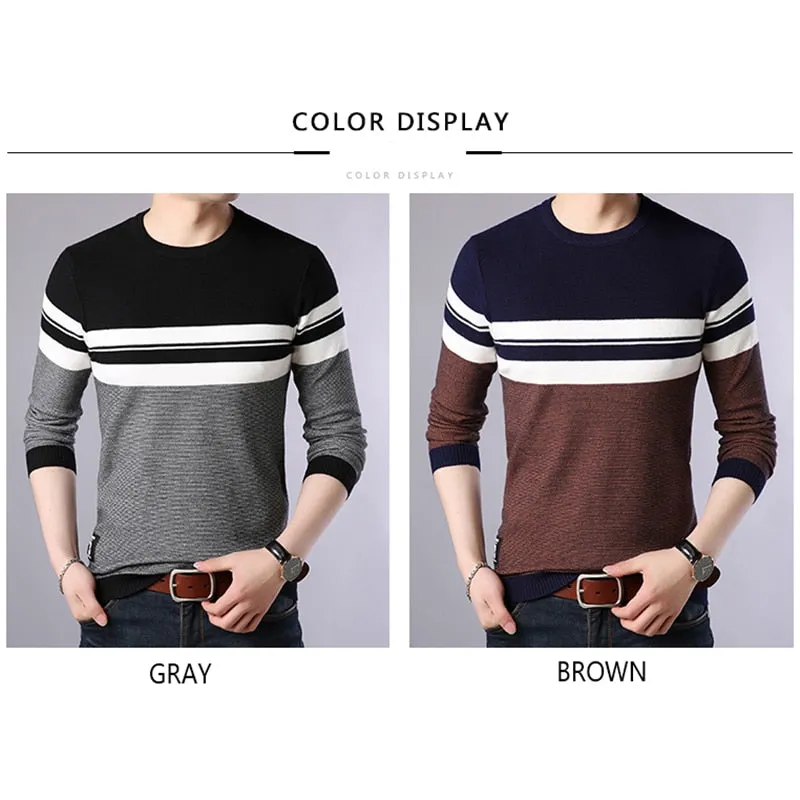 Men's O-neck Striped Knitwear Sweater