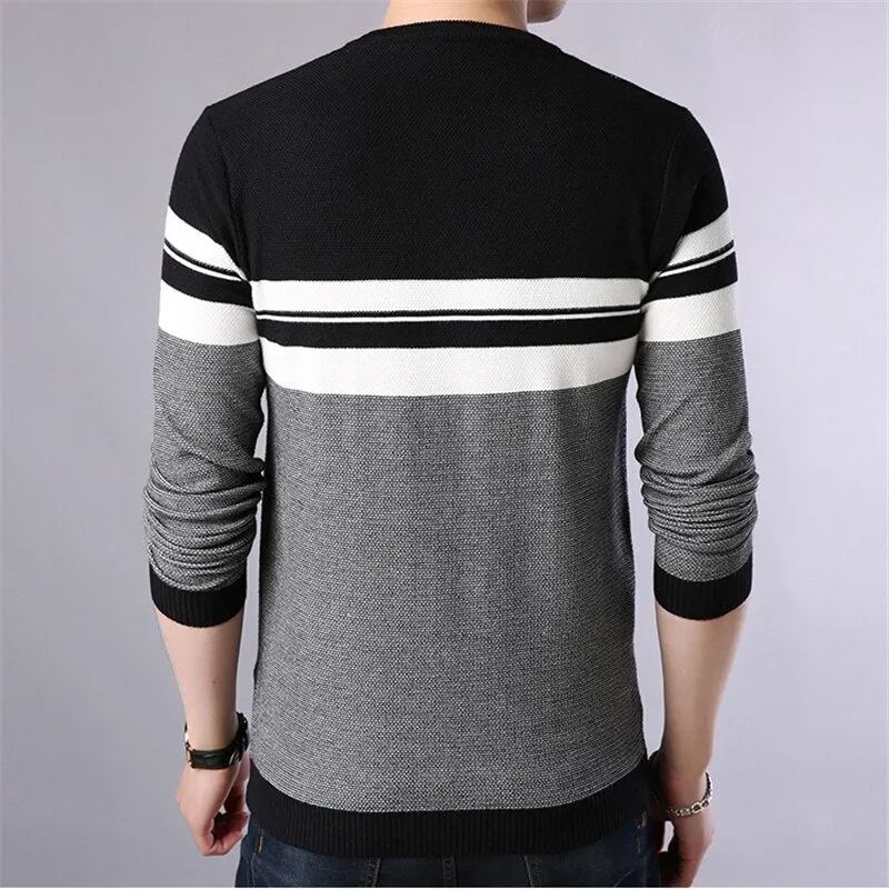 Men's O-neck Striped Knitwear Sweater