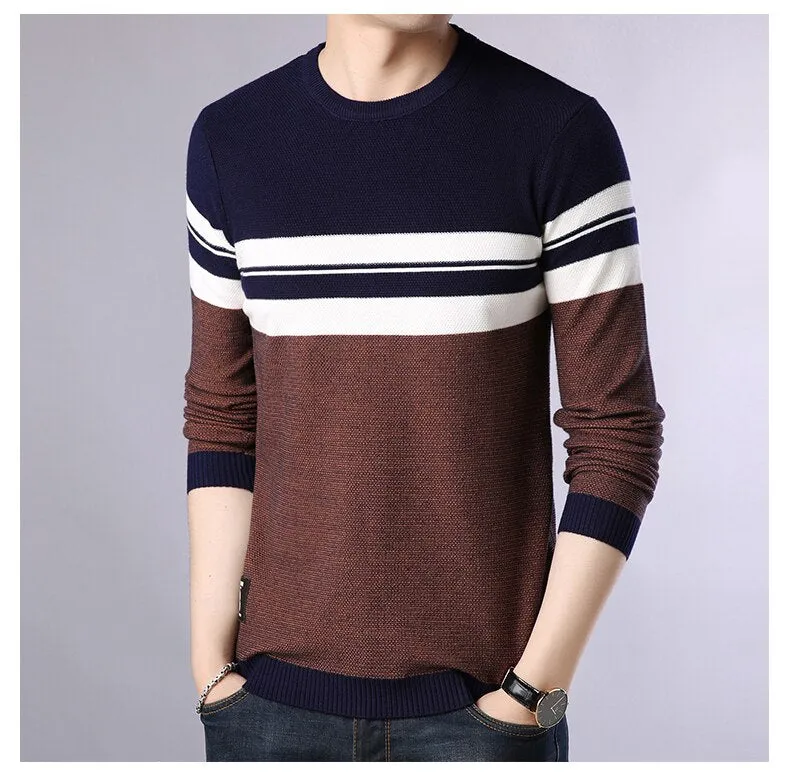 Men's O-neck Striped Knitwear Sweater