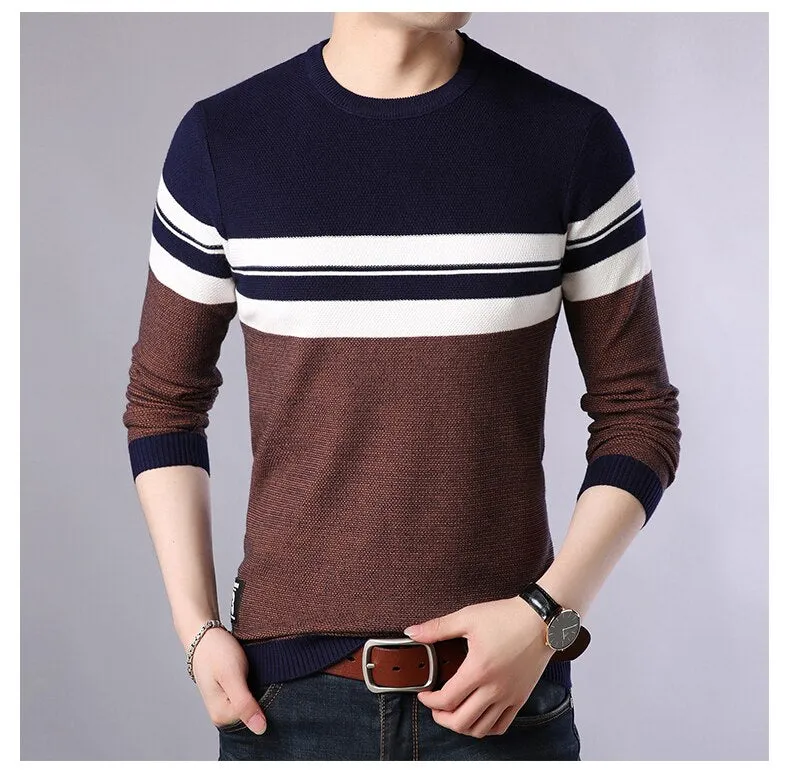 Men's O-neck Striped Knitwear Sweater