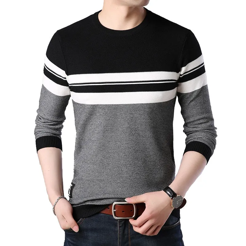 Men's O-neck Striped Knitwear Sweater