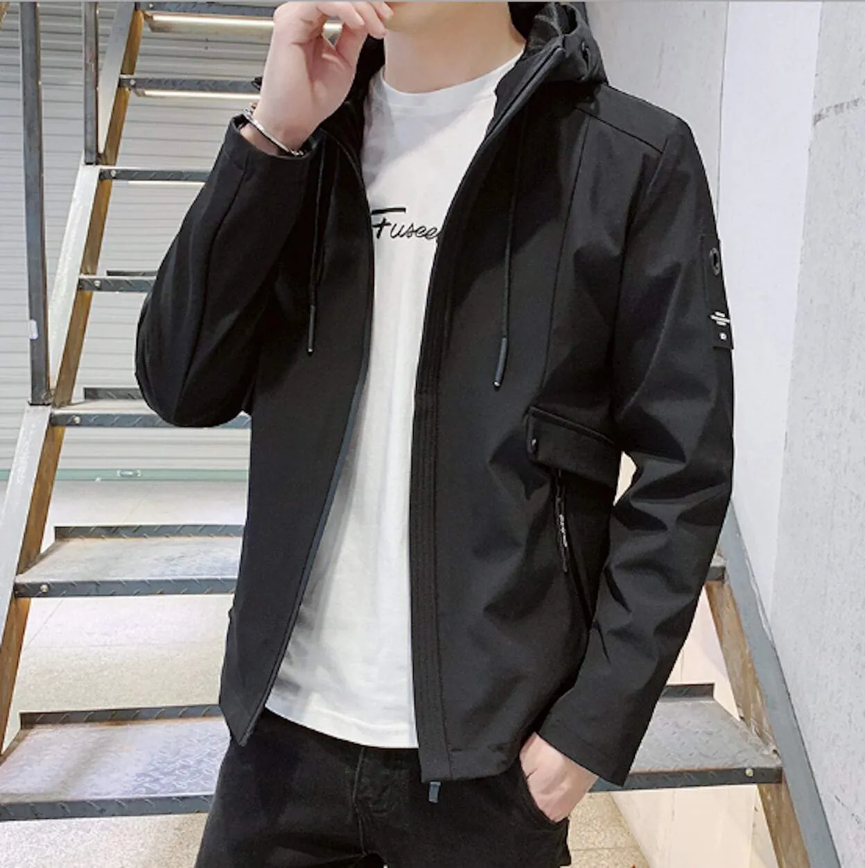 Mens Wind Jacket with Hood